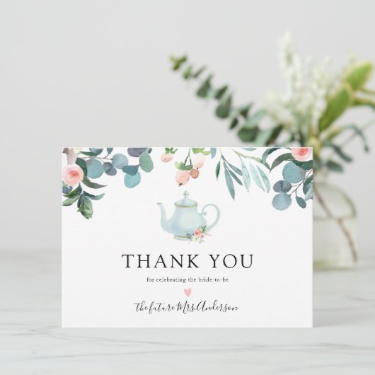 Zeit für Tee-Brautparty Vielen Dank Dankeskarte (Stehend Vorderseite)