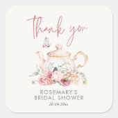 Zeit für Tee Brautparty Vielen Dank Quadratischer Aufkleber (Vorderseite)