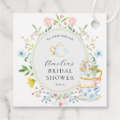 Zeit für Tee Brautparty Whimsical Wildblume Geschenkanhänger (Rückseite)