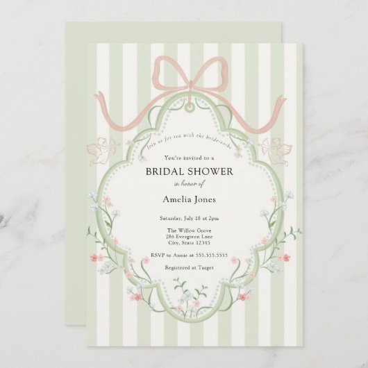 Zeit für Tee-Brautparty-Wildblume Einladung (Vorne/Hinten)