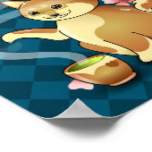 Zeit für Tee Chibi Shiba Inu Teapot Kanji Poster (Ecke)