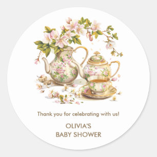 Zeit für Tee / Ein Baby braut Baby Shower Runder Aufkleber