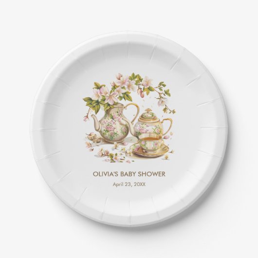 Zeit für Tee / Ein Baby ist das Brechen der Baby-D Pappteller (Vorderseite)