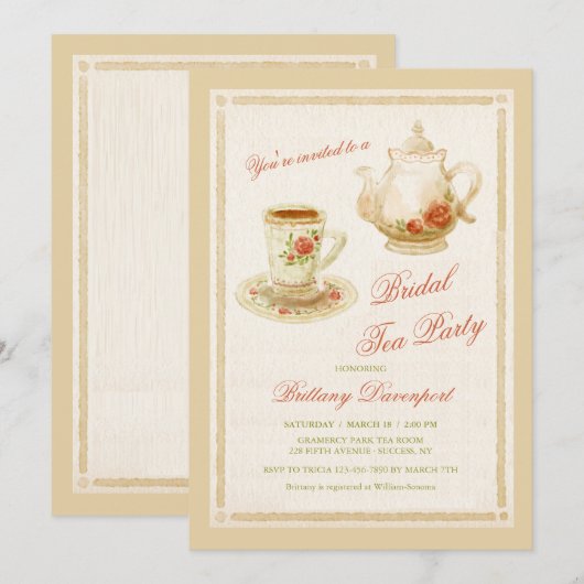 Zeit für Tee-Einladung Einladung (Vorne/Hinten)