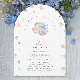 Zeit für Tee Elegante Florale Teeparty-Baby-Party Einladung