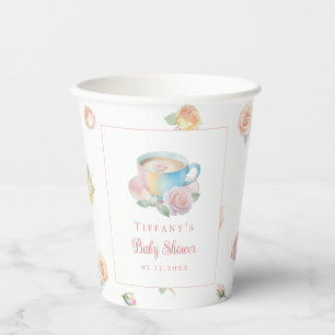 Zeit für Tee Elegante Florale Teeparty-Baby-Party Pappbecher