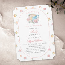Zeit für Tee Elegante Rosa Florale Babyparty