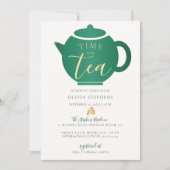 Zeit für Tee Elegantes Emerald Gold Brautparty Einladung (Vorderseite)