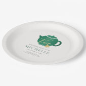 Zeit für Tee Emerald Gold Elegantes Brautparty Pappteller (Schrägansicht)