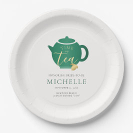 Zeit für Tee Emerald Gold Elegantes Brautparty Pappteller