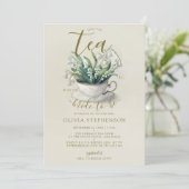 Zeit für Tee - Emerald Lily Valley Brautparty Einladung (Stehend Vorderseite)