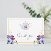 Zeit für Tee floral Brautparty Vielen Dank Karte (Stehend Vorderseite)