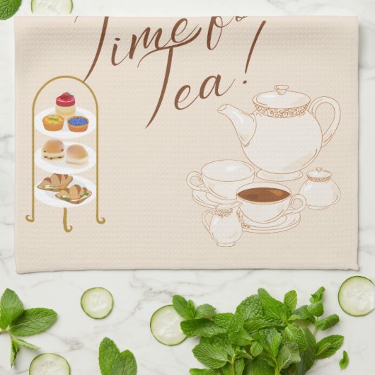 Zeit für Tee Geschirrtuch (Gefaltet)