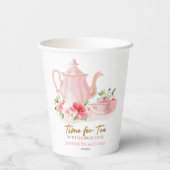 Zeit für Tee | Gilded Pink Brautparty Pappbecher (Rückseite)