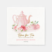 Zeit für Tee | Gilded Pink Brautparty Serviette (Vorderseite)