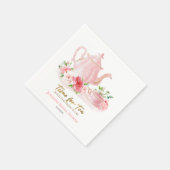 Zeit für Tee | Gilded Pink Brautparty Serviette (Ecke)