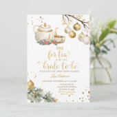 Zeit für Tee Gold Weihnachtsschmuck Brautparty Einladung (Stehend Vorderseite)