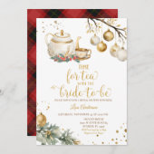 Zeit für Tee Gold Weihnachtsschmuck Brautparty Einladung (Vorne/Hinten)