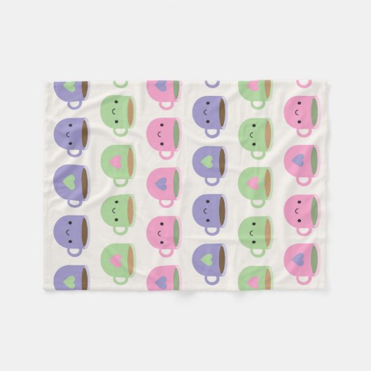 Zeit für Tee - Kawaii Cup of Tea Fleecedecke (Vorderseite (Horizontal))