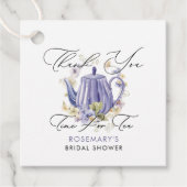 Zeit für Tee Lila Teekessel Brautparty Geschenkanhänger (Vorderseite)