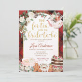 Zeit für Tee mit Braut, um Kariertes Brautparty zu Einladung (Stehend Vorderseite)