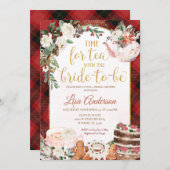 Zeit für Tee mit Braut, um Kariertes Brautparty zu Einladung (Vorne/Hinten)