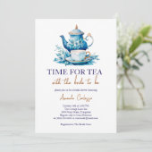 Zeit für Tee mit Braut zum Brautparty Einladung (Stehend Vorderseite)