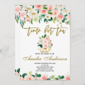 Zeit für Tee mit der Braut zu sein, Brautparty Einladung (Vorne/Hinten)