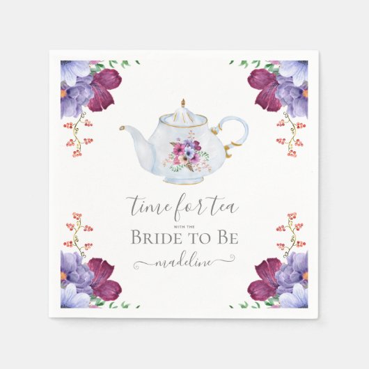 Zeit für Tee mit der Braut zum Brautparty Serviette (Vorderseite)