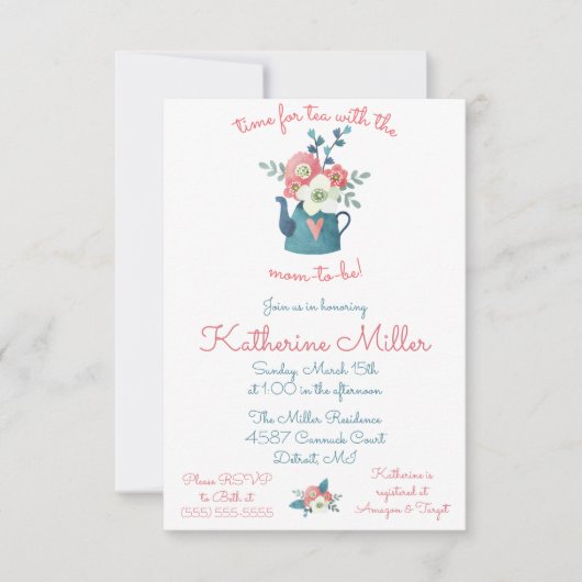 Zeit für Tee mit der Mama zu sein! Dusche Einladung (Vorderseite)