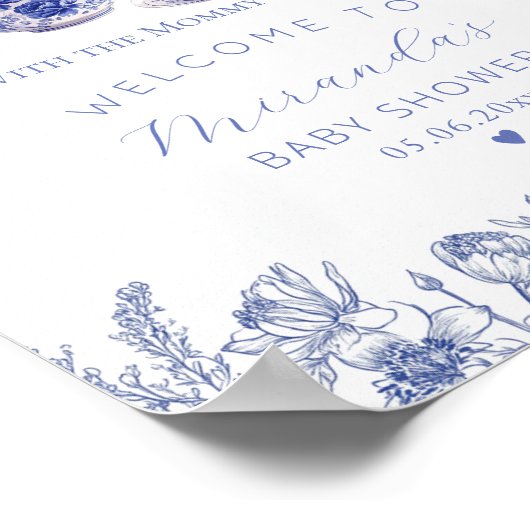 Zeit für Tee mit der Mommy Toile Willkommen Poster (Ecke)