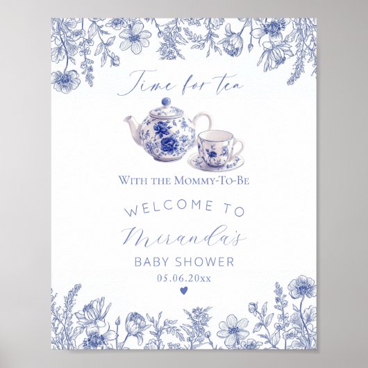 Zeit für Tee mit der Mommy Toile Willkommen Poster (Vorne)