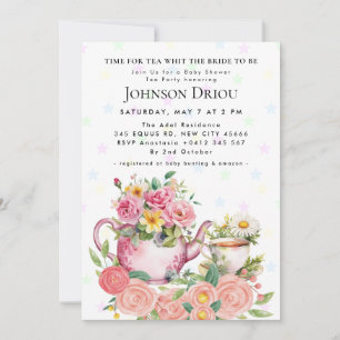 ZEIT FÜR TEE MIT DER Party Baby Shower Einladung