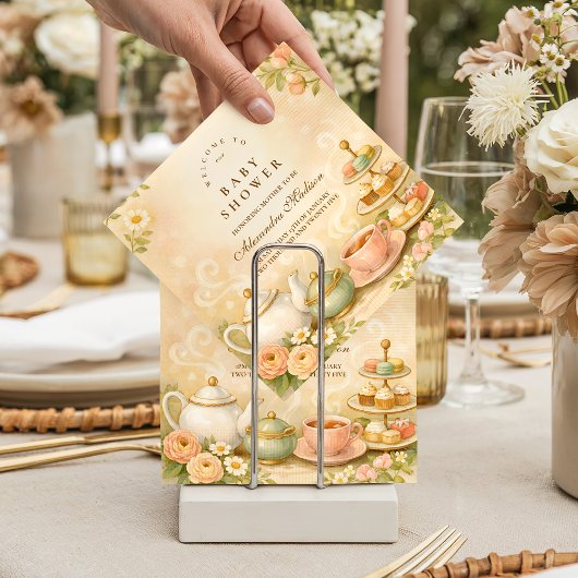 Zeit für Tee mit der werdenden Mutter Baby Shower Serviette
