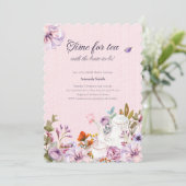 Zeit für Tee-Party Wasserfarbe Blume Brautparty Einladung (Stehend Vorderseite)