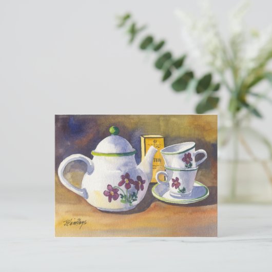 Zeit für Tee Postkarte (Stehend Vorderseite)