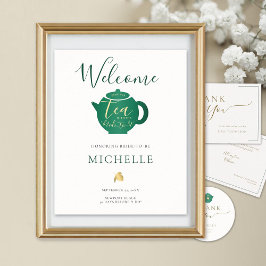 Zeit für Tee Smarald Gold Brautparty Willkommen Poster