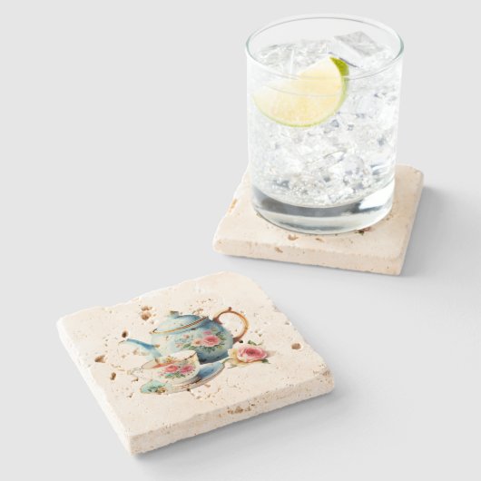 Zeit für Tee-Stone-Untersetzer Steinuntersetzer (Seitenansicht)