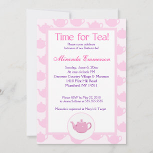 Zeit für Tee Tee Teekanne (rosa) Brautparty 12x18 Einladung