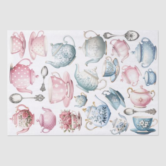 Zeit für Tee Vintages Muster Seidenpapier (Vorderseite)