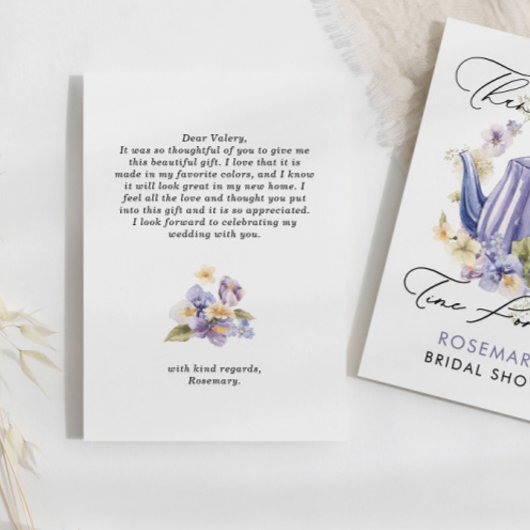 Zeit für Tee Wasserfarbe FLorales Brautparty Dankeskarte