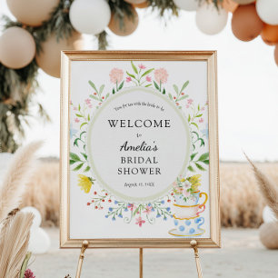Zeit für Teebridal Shower Wildblumen Willkommen Poster
