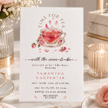Zeit für Teeglas Tasse rosa Rosen Baby Shower