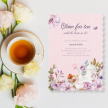 Zeit für Teeparty-Aquarell-Blumen-Brautjunggeselli