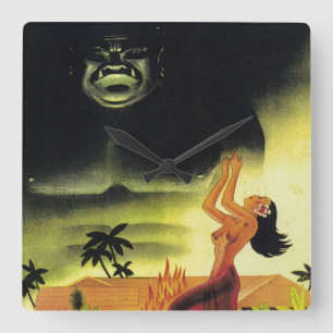 Zeit für Tiki Festlichkeit! Quadratische Wanduhr
