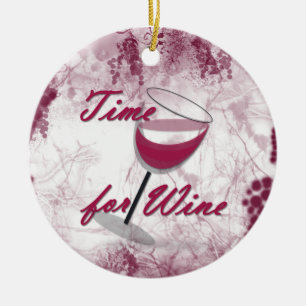 Zeit für Wein-Weihnachtsverzierung Keramikornament
