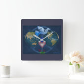 Zeit für Weltfrieden Quadratische Wanduhr (Zuhause)