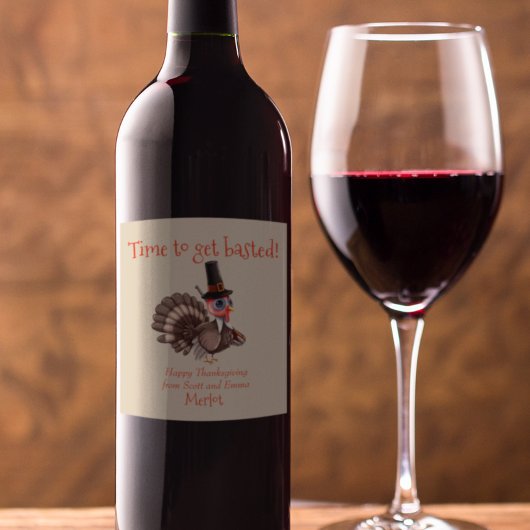 Zeit gebasted Funny Erntedank Türkei Geschenk Weinetikett