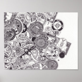 Zeit & Geld - Schwarz & Weiß Poster