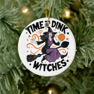 Zeit, Hexen zu entrinnen Spooky Pickleball Hallowe Keramik Ornament